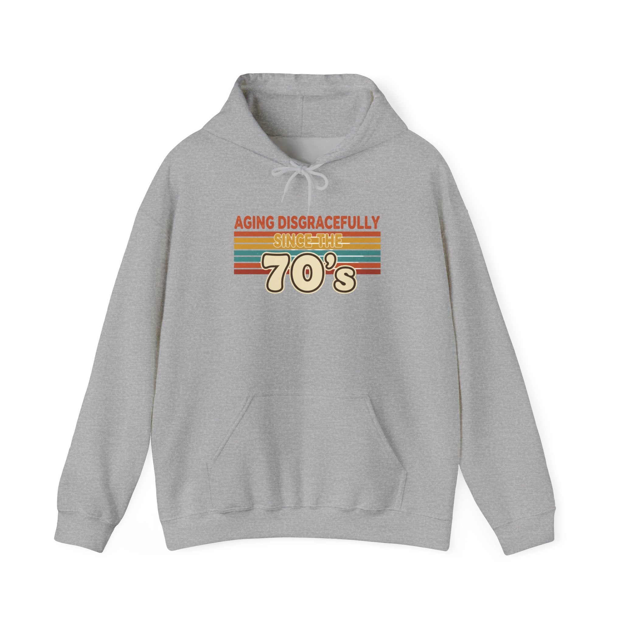 Aging Disgracefully 70s Hoodie | Midlife Humour |  Midlife Motivation | Gift for Women 40 50 60