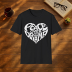 Peace Over Drama T-Shirt — Retro Peace Sign Graphic Tee for Women