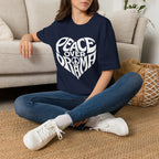 Peace Over Drama T-Shirt — Retro Peace Sign Graphic Tee for Women