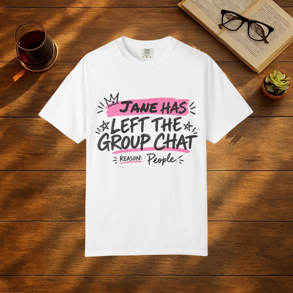 Personalised Comfort Colors® Funny T Shirt for Women, Custom Name Introvert Tee, Left the Group Chat Shirt, Funny Gift for Her