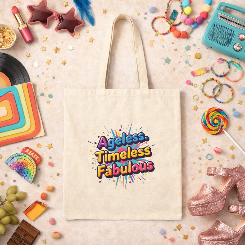 Ageless Timeless Fabulous Tote | Funny Midlife Women’s Tote | Age Positive Slogan Tote | Gift for Women 40 50 60